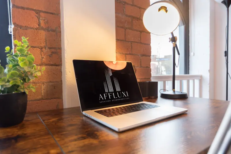 A laptop set up on the table at Jewellery Quarter Grand, Birmingham